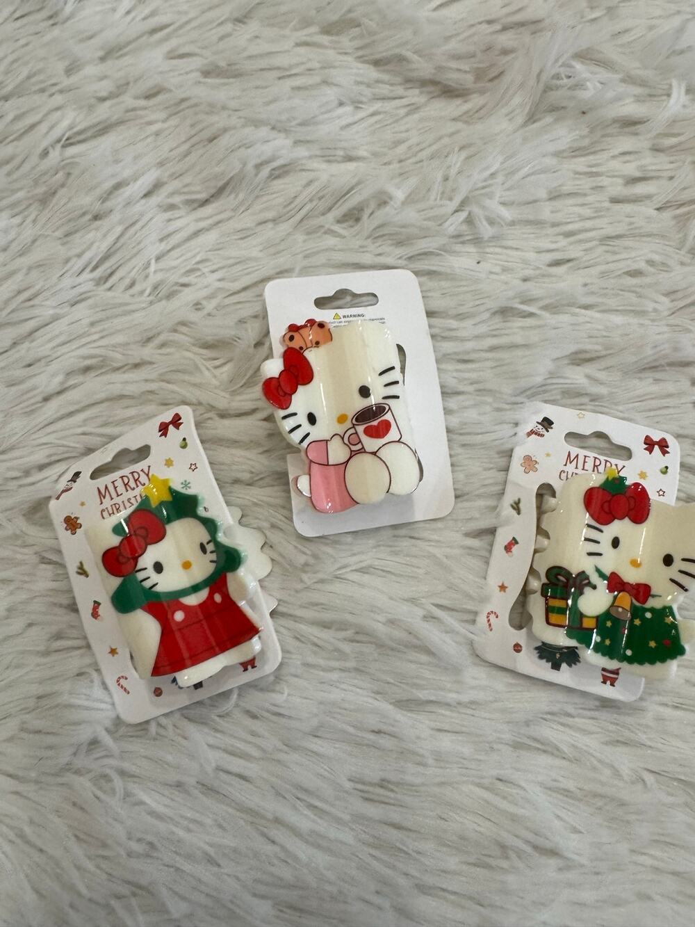 Hello Kitty Christmas small hair clips claws Set of 3 different designs